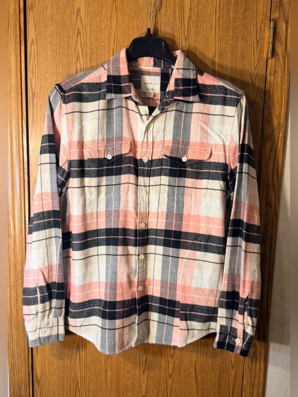 American Eagle Outfitters Men's Plaid Super Soft Button-Down Shirt